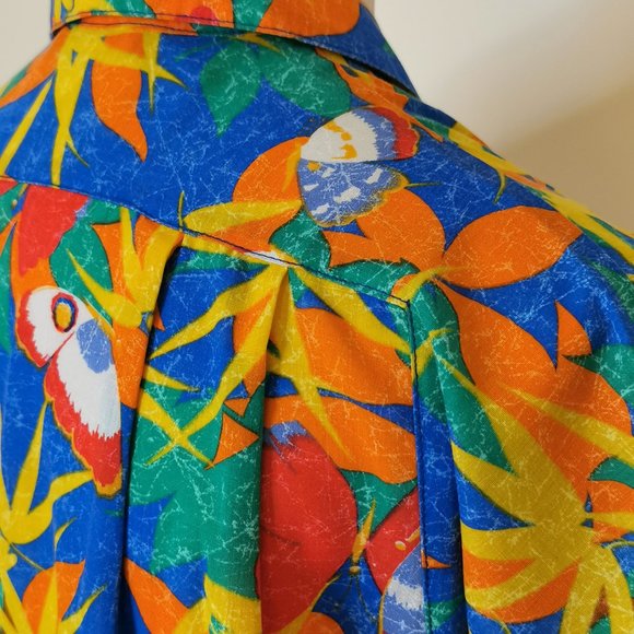 Tropical Print 80s Button Front Blouse - Picture 4 of 10